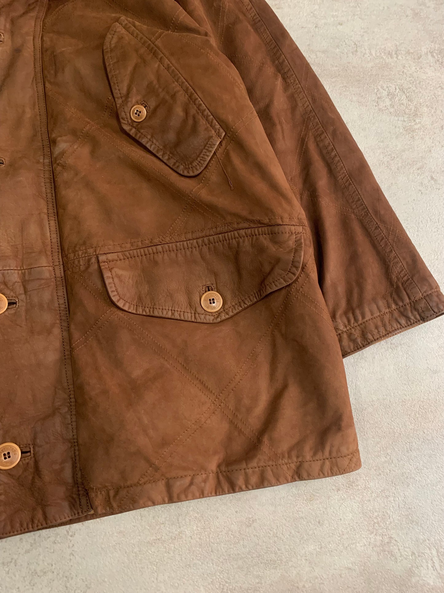 Burberry Novacheck 80s Vintage Long Leather Coat - L