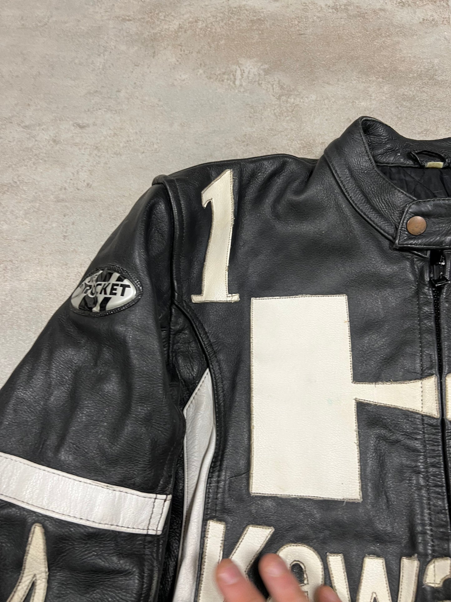 Chaqueta Cuero Motorista Vintage Kawasaki Jot Rocket - M