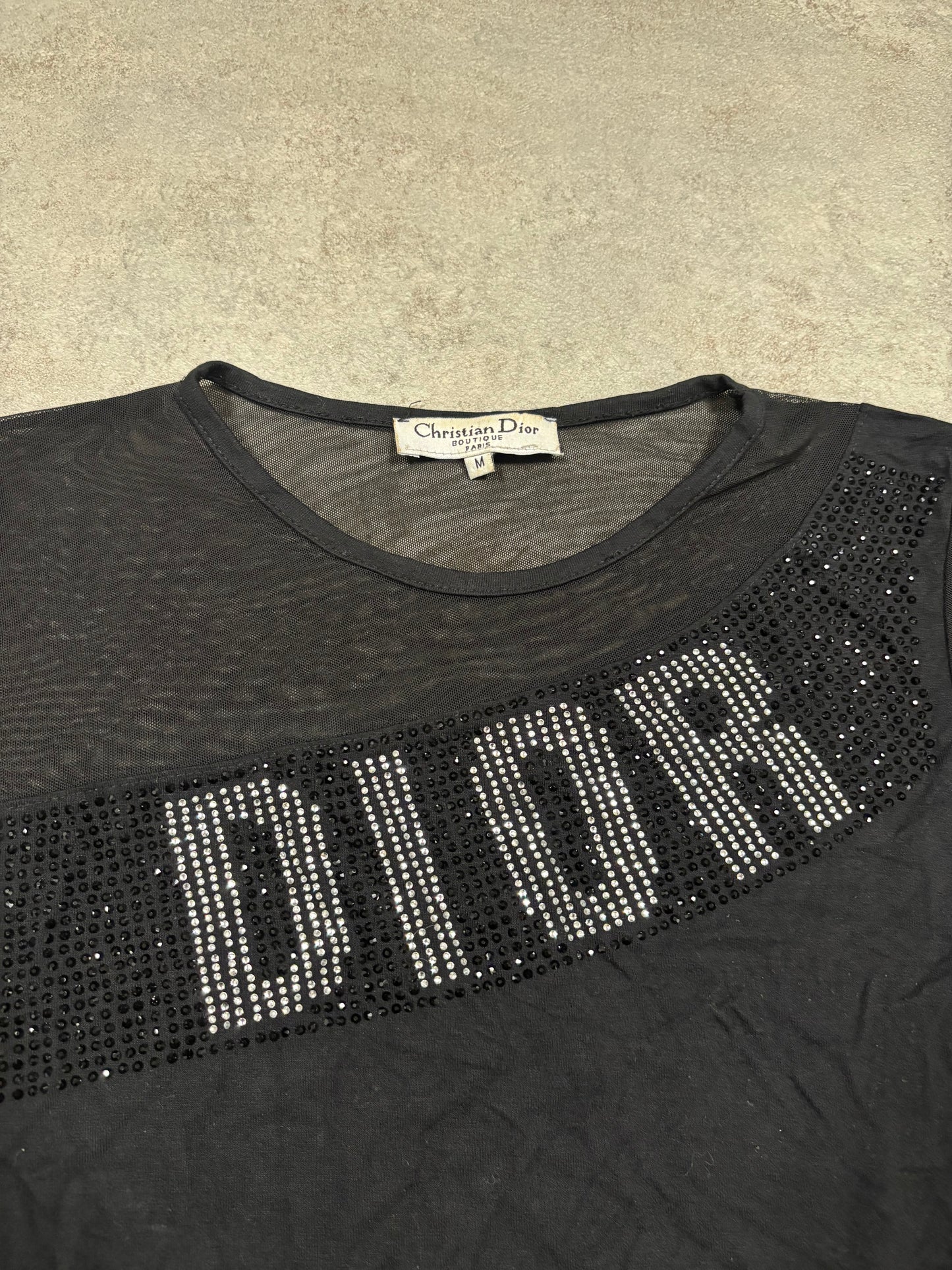 Camiseta Top Mesh Christian Dior Brillantes 00s Vintage - M