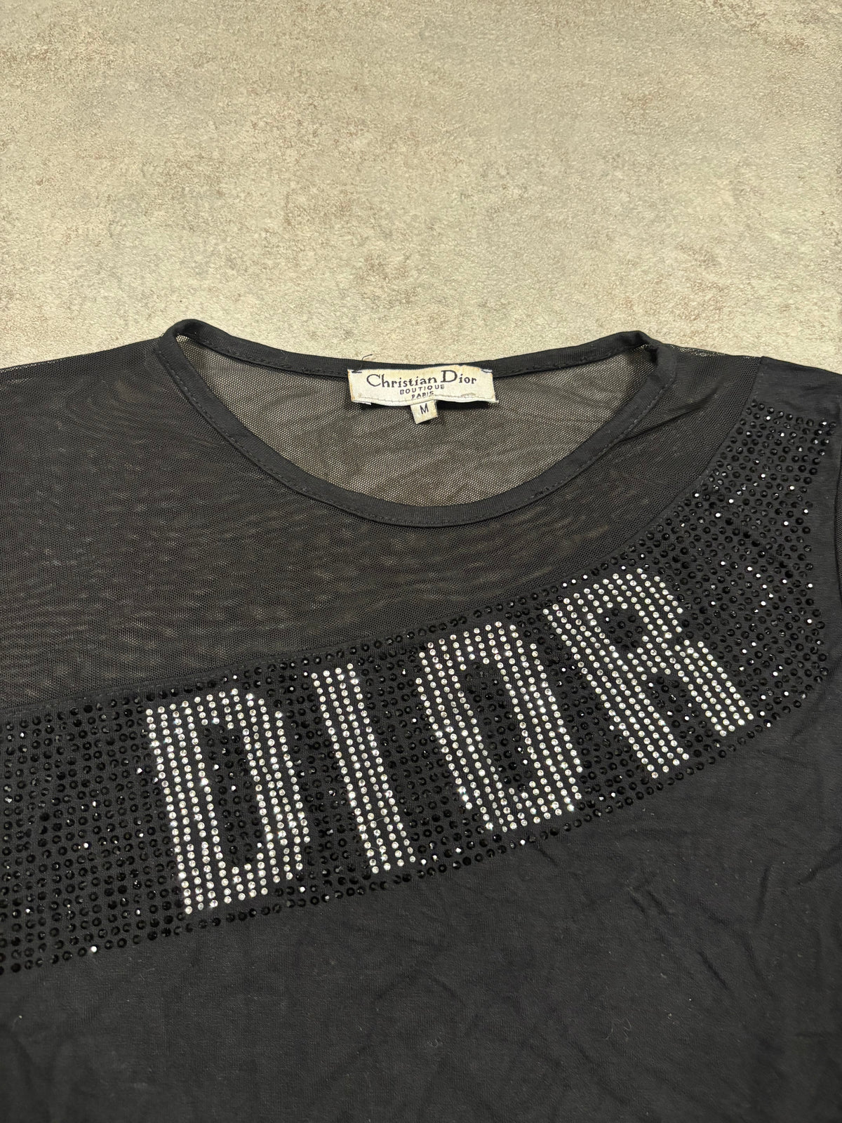 Camiseta Top Mesh Christian Dior Brillantes 00s Vintage - M