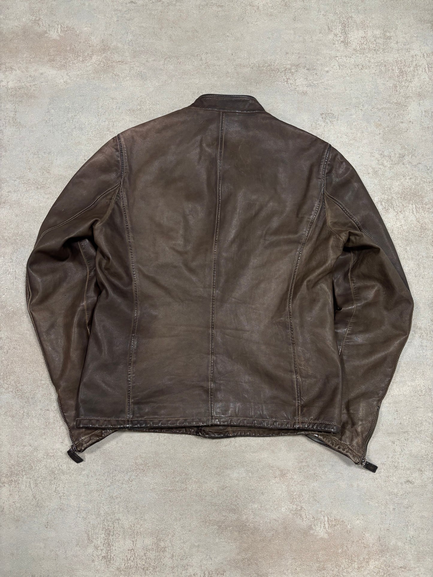 Chaqueta Cuero Asimétrica Emporio Armani Exclusive USA 00s Vintage - S