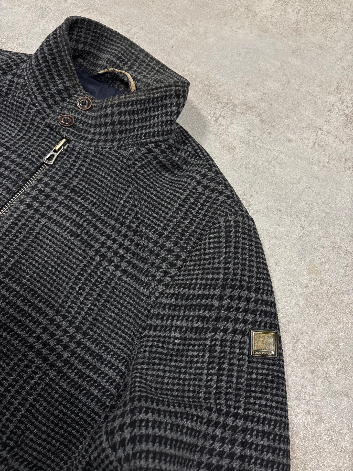 Chaqueta Harrington Cuadros Hugo Boss Orange 00s Vintage - M