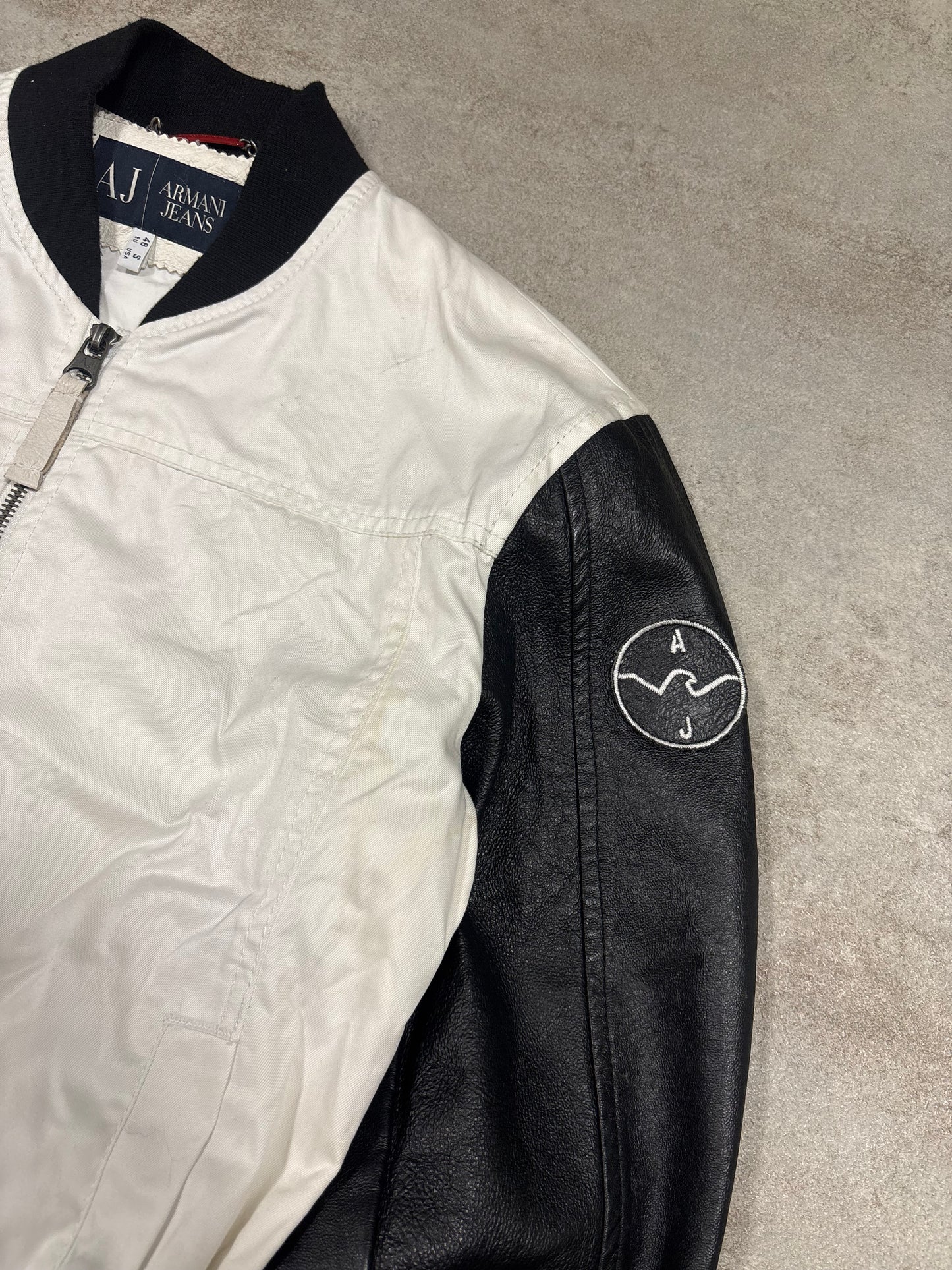 Chaqueta Cuero Varsity College Armani Jeans 00s Vintage - S