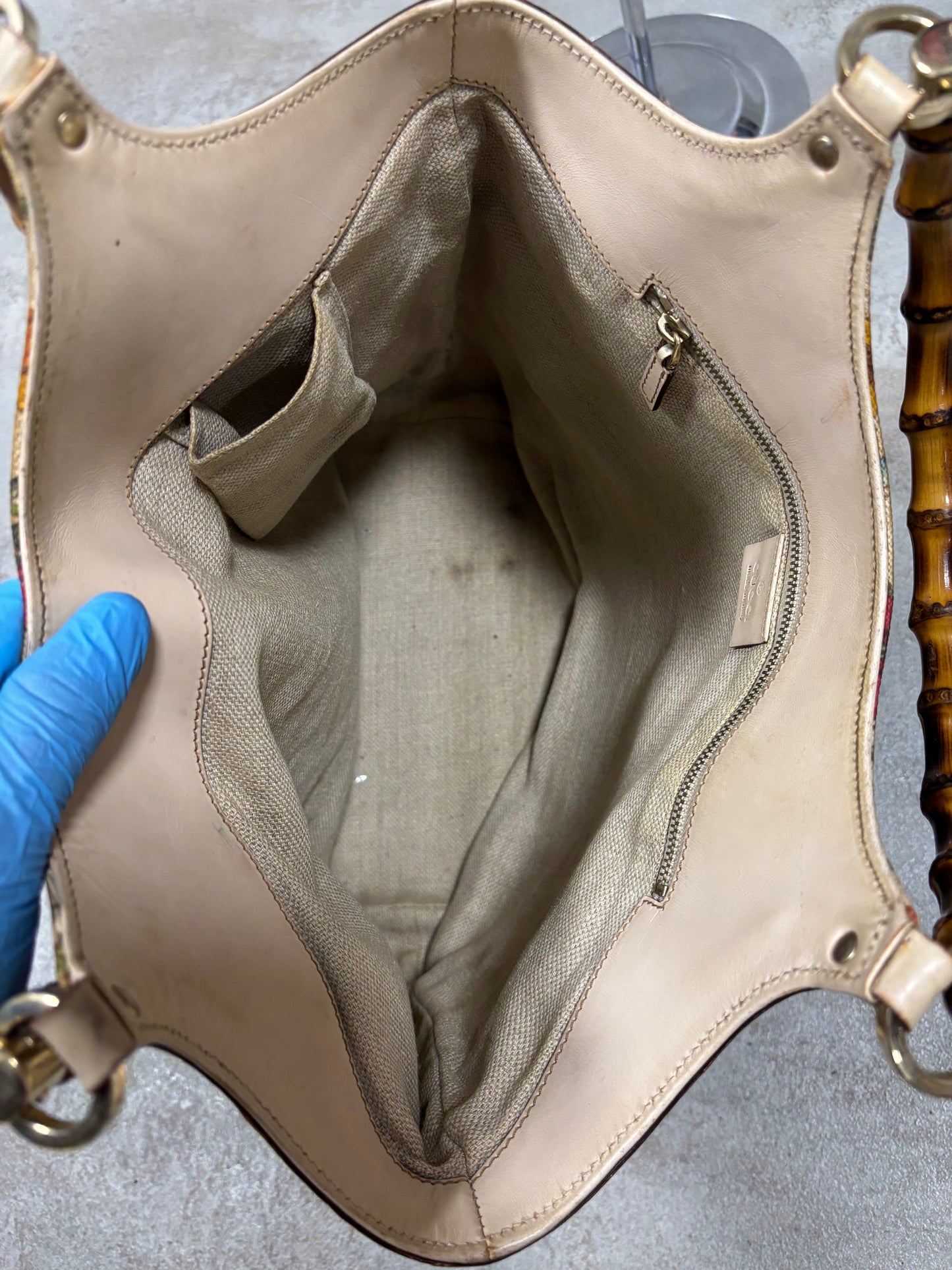 Bolso Lona Hombro ‘Bamboo Flora’ Gucci 00s Vintage