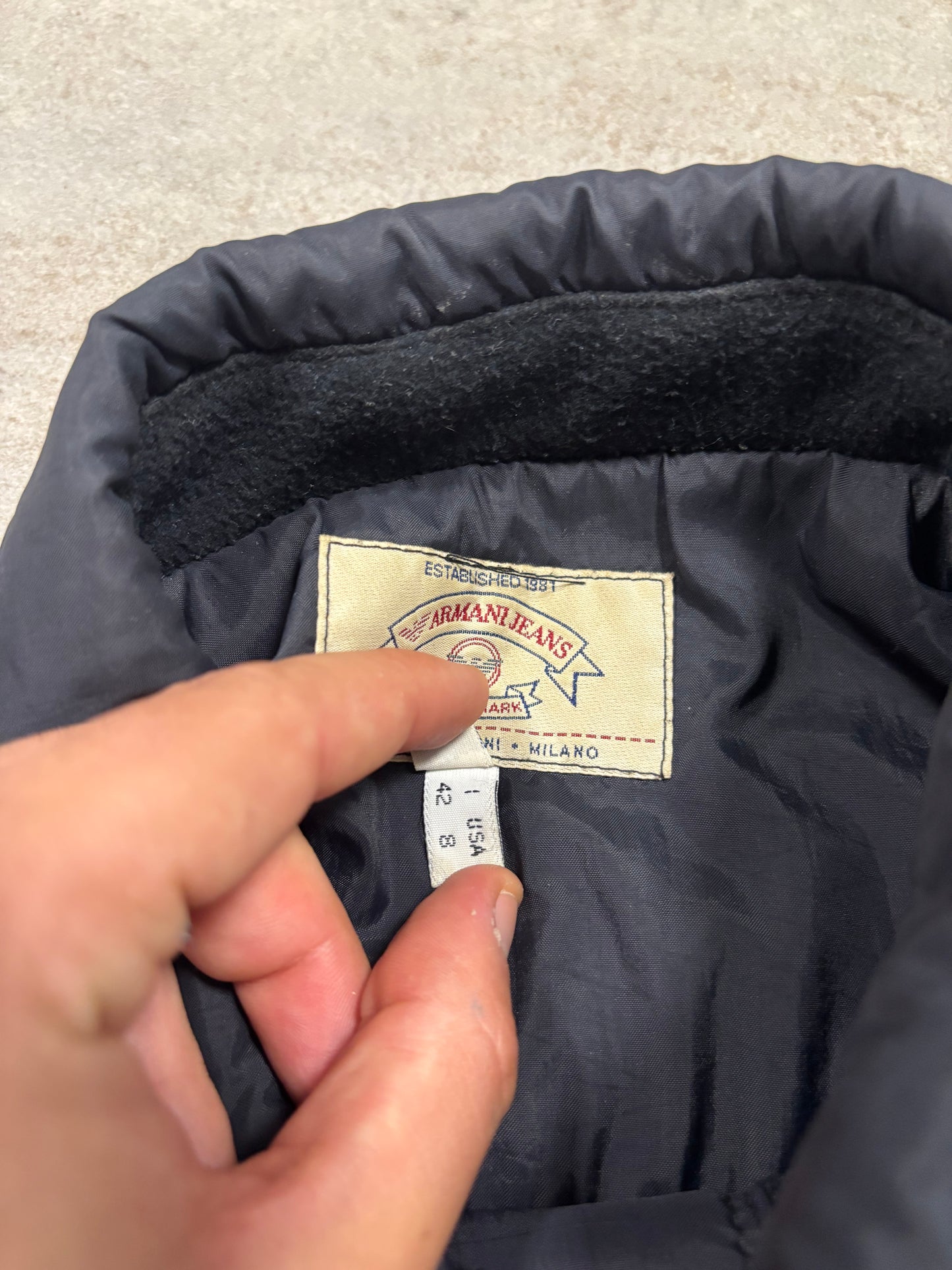 Chaqueta Trucker Nylon Cropped Armani Jeans 90s Vintage - S
