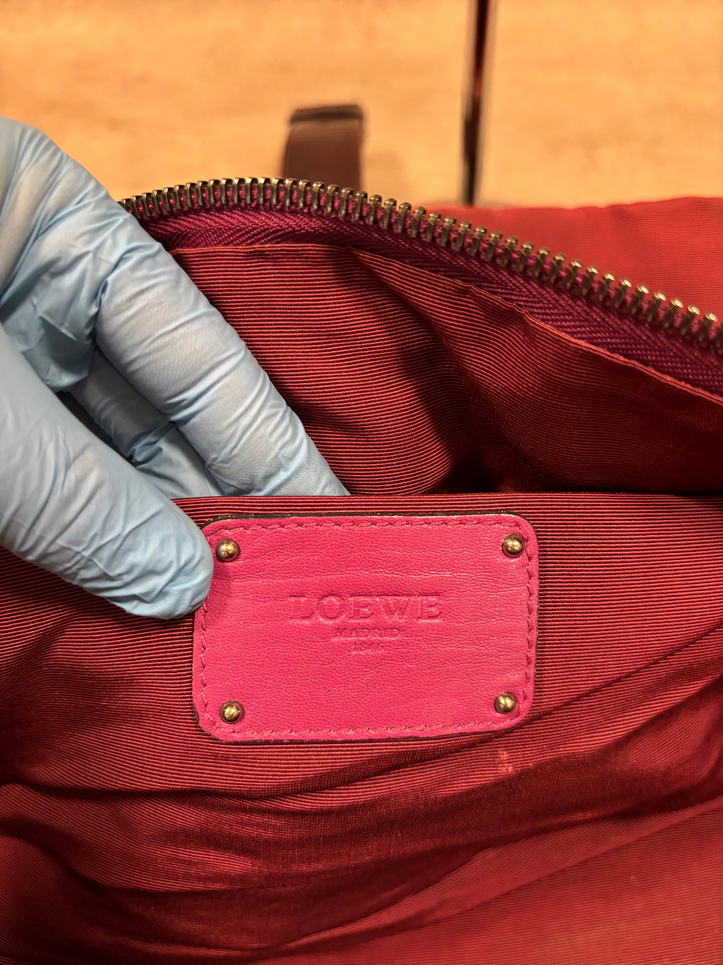 Bolso Hombro Cuero Rojo Loewe