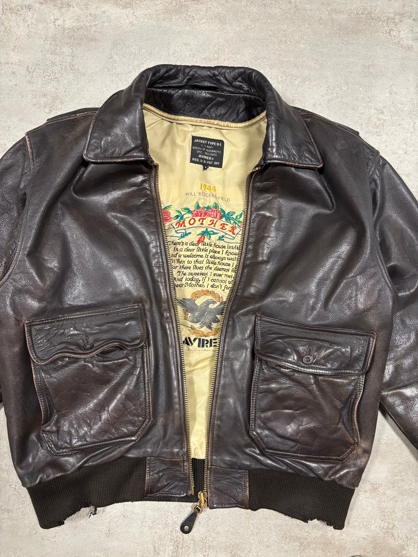 Chaqueta Cuero G-1 Avirex 1992 Vintage - L