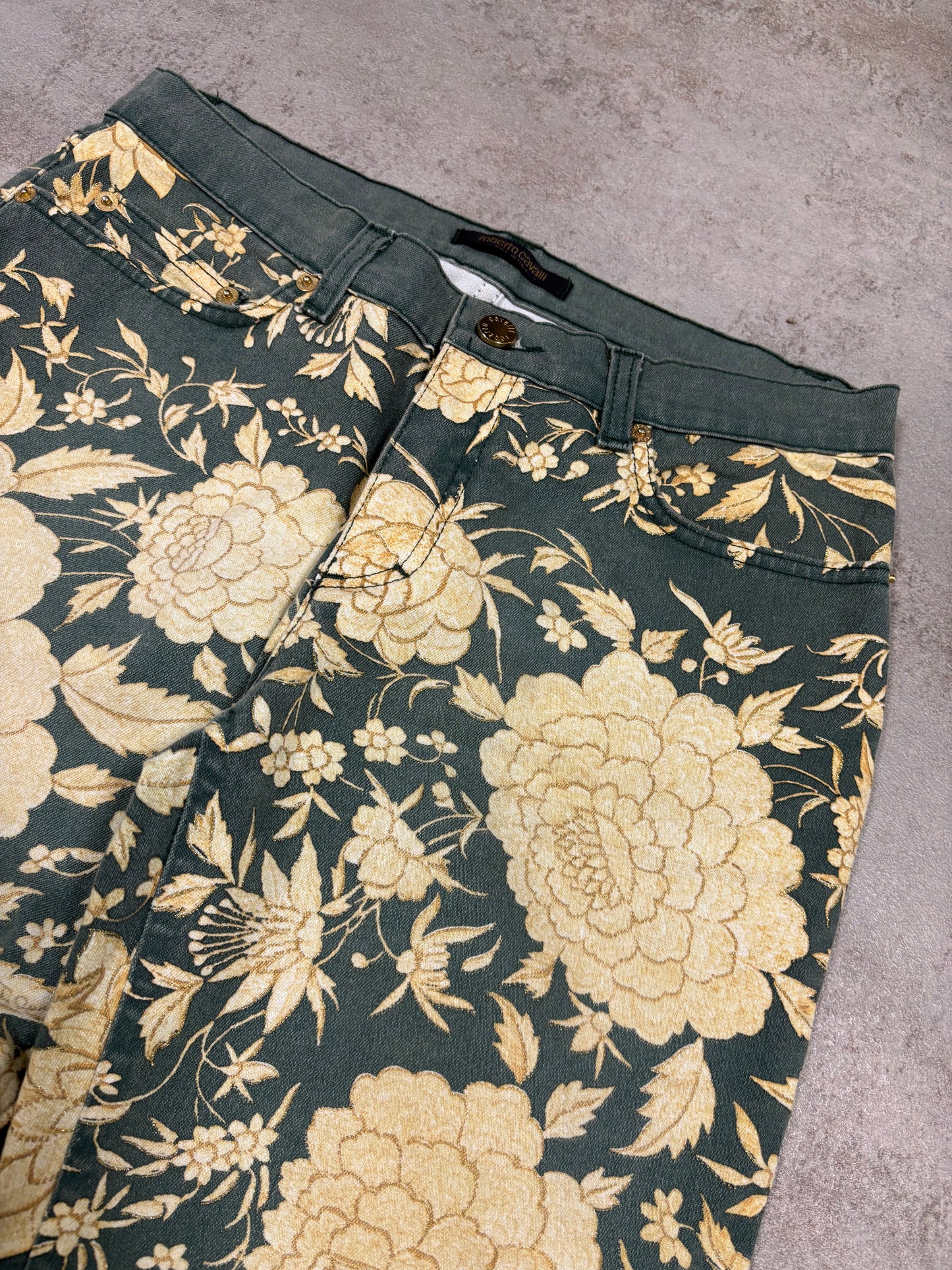 Pantalones Flower Print Roberto Cavalli 00s Vintage - M