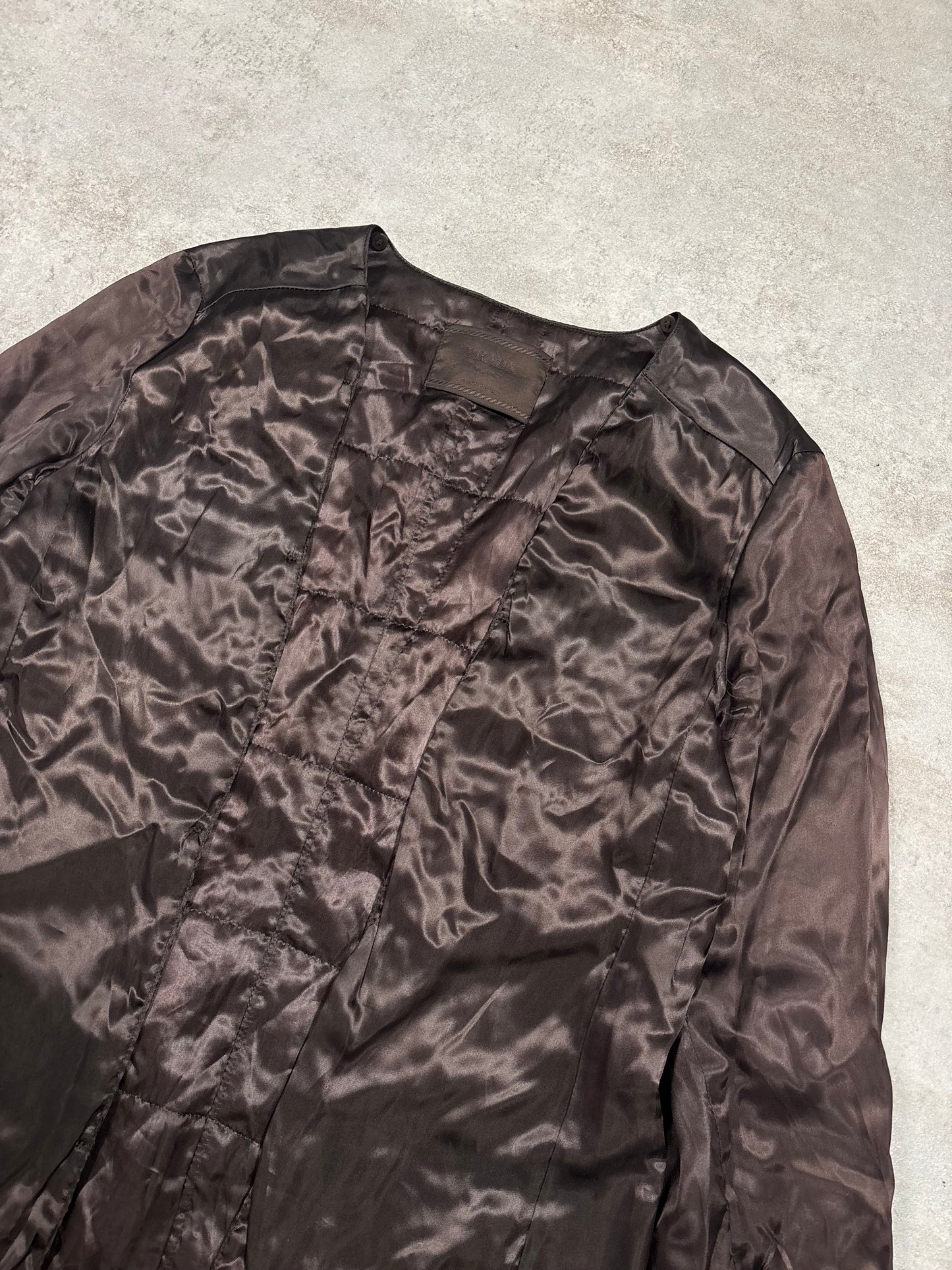 Chaqueta Larga Nylon Cuero Doble Forro Prada Late 90s Vintage - XL