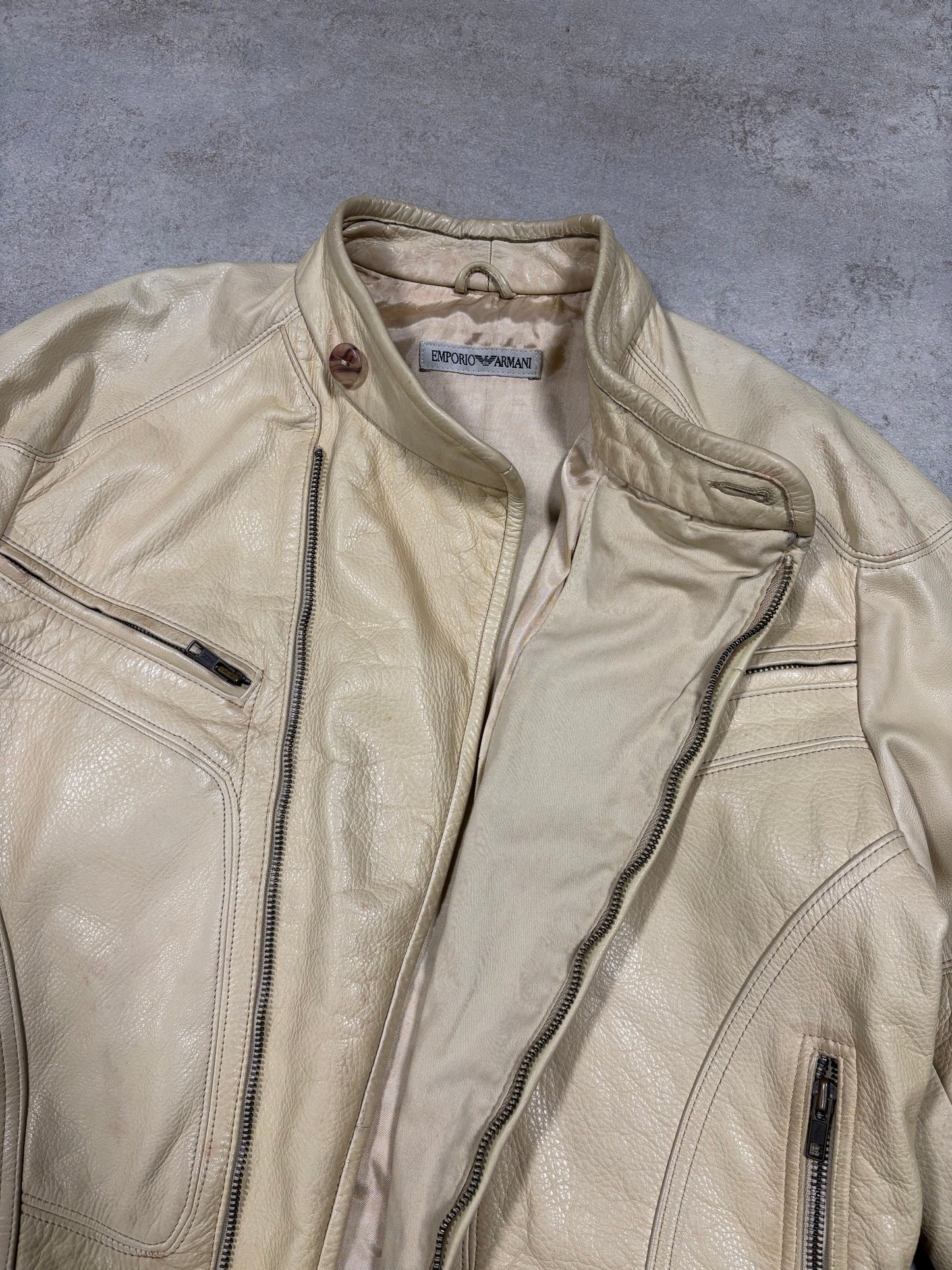 Chaqueta Asimétrica Cuero Emporio Armani 90s Vintage - M Woman