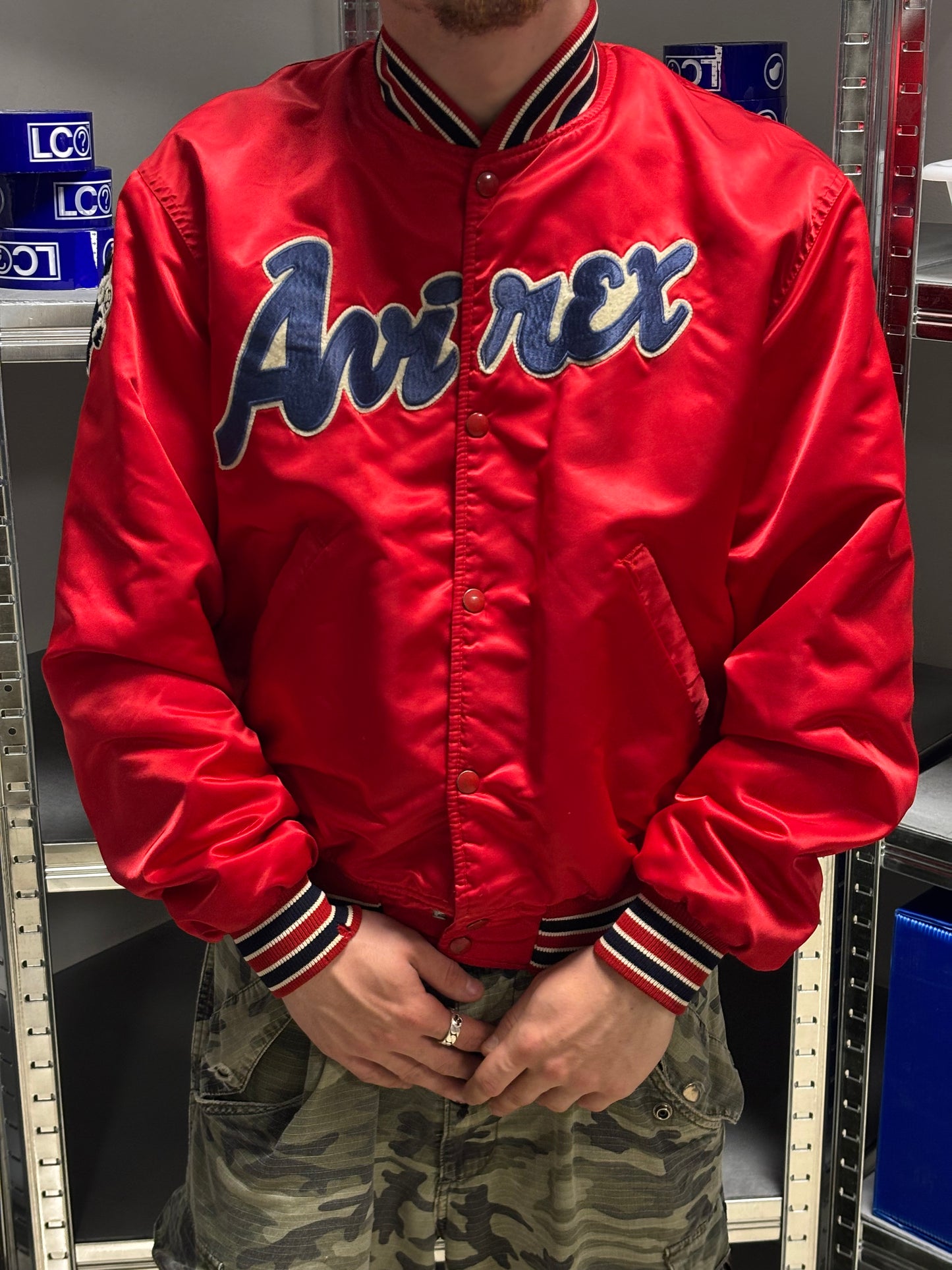 Chaqueta Bomber Varsity Avirex Chicago 1990 Vintage - L