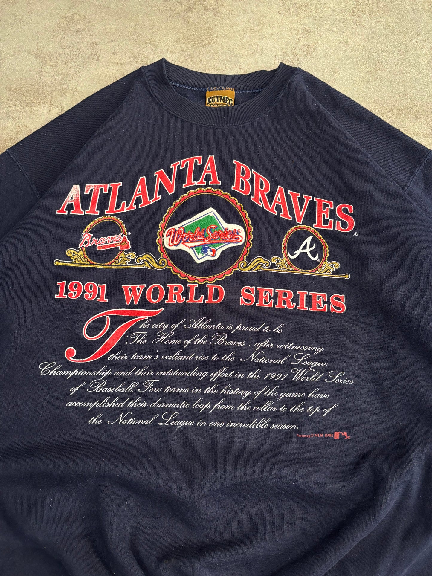 Sudadera Nutmeg Atlanta Braves 1991 MLB World Series Licensed - L