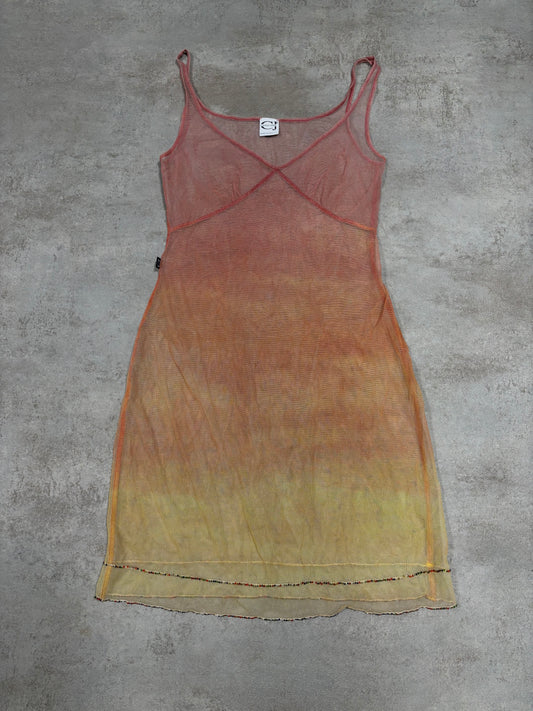 Vestido Degradado Transparente Roberto Cavalli 90s Vintage - M