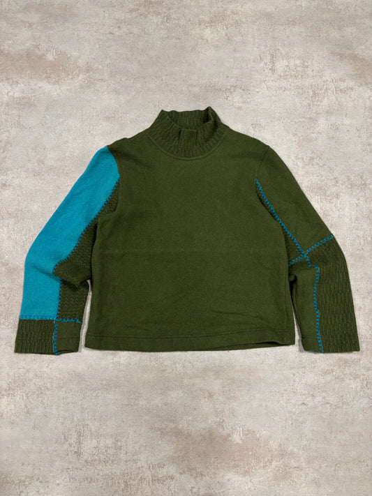 Jersey Lana Dos Tonos Cuello Alto Cropped Just Cavalli 00s Vintage - M