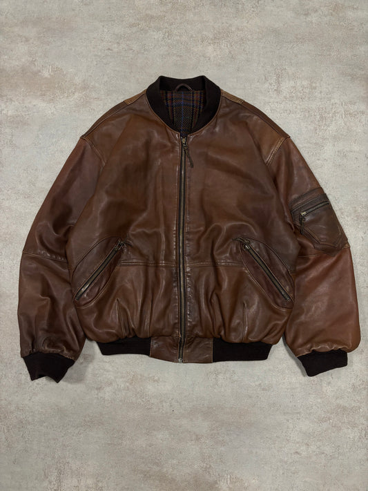 Chaqueta Bomber Cuero ‘Torpedo’ 90s Vintage - XL