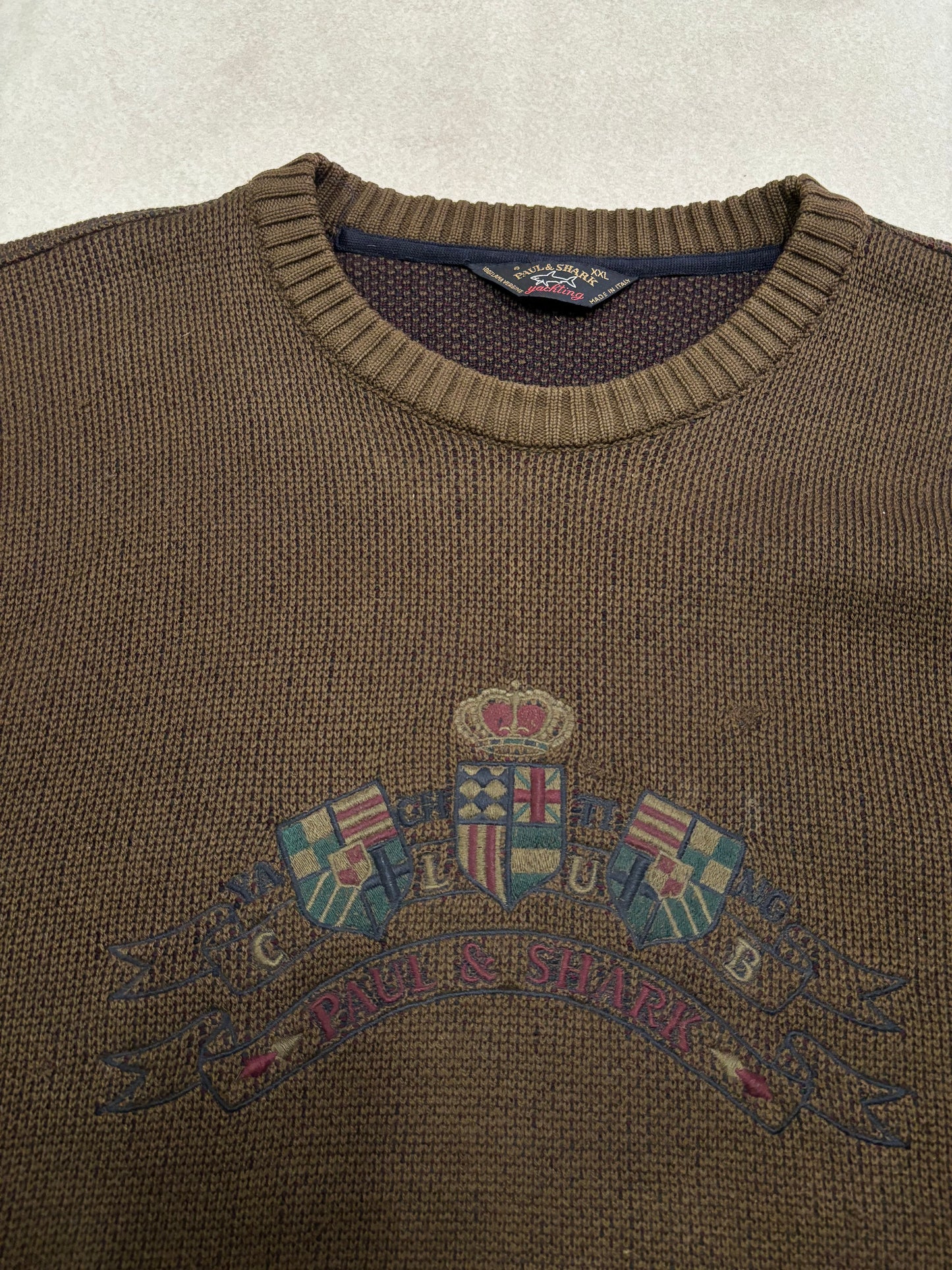 Paul &amp; Shark 'All Embroidered' Sweater 90s Made in Italy Vintage - XL