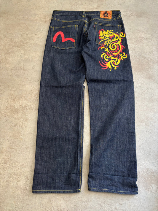 Vaqueros Índigo Evisu 00s Vintage - L