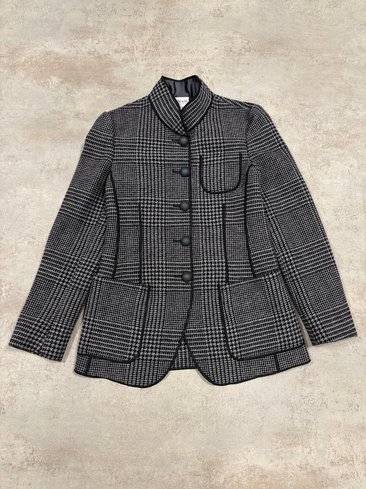 Blazer Largo Estructura Tweed Armani Collezioni 90s Vintage - M
