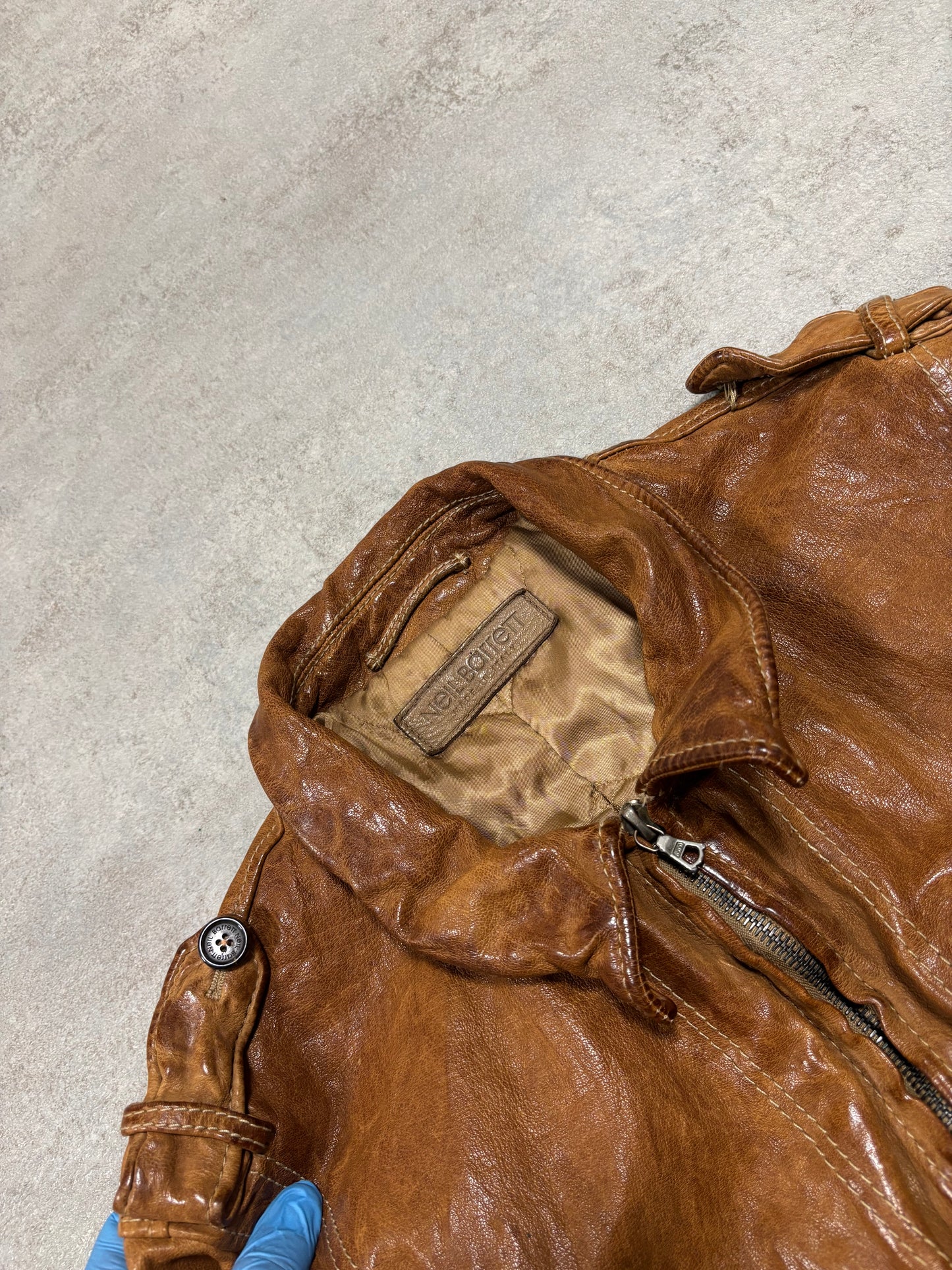 Chaqueta Cuero Distressed Neil Barrett Early 00s Vintage - S