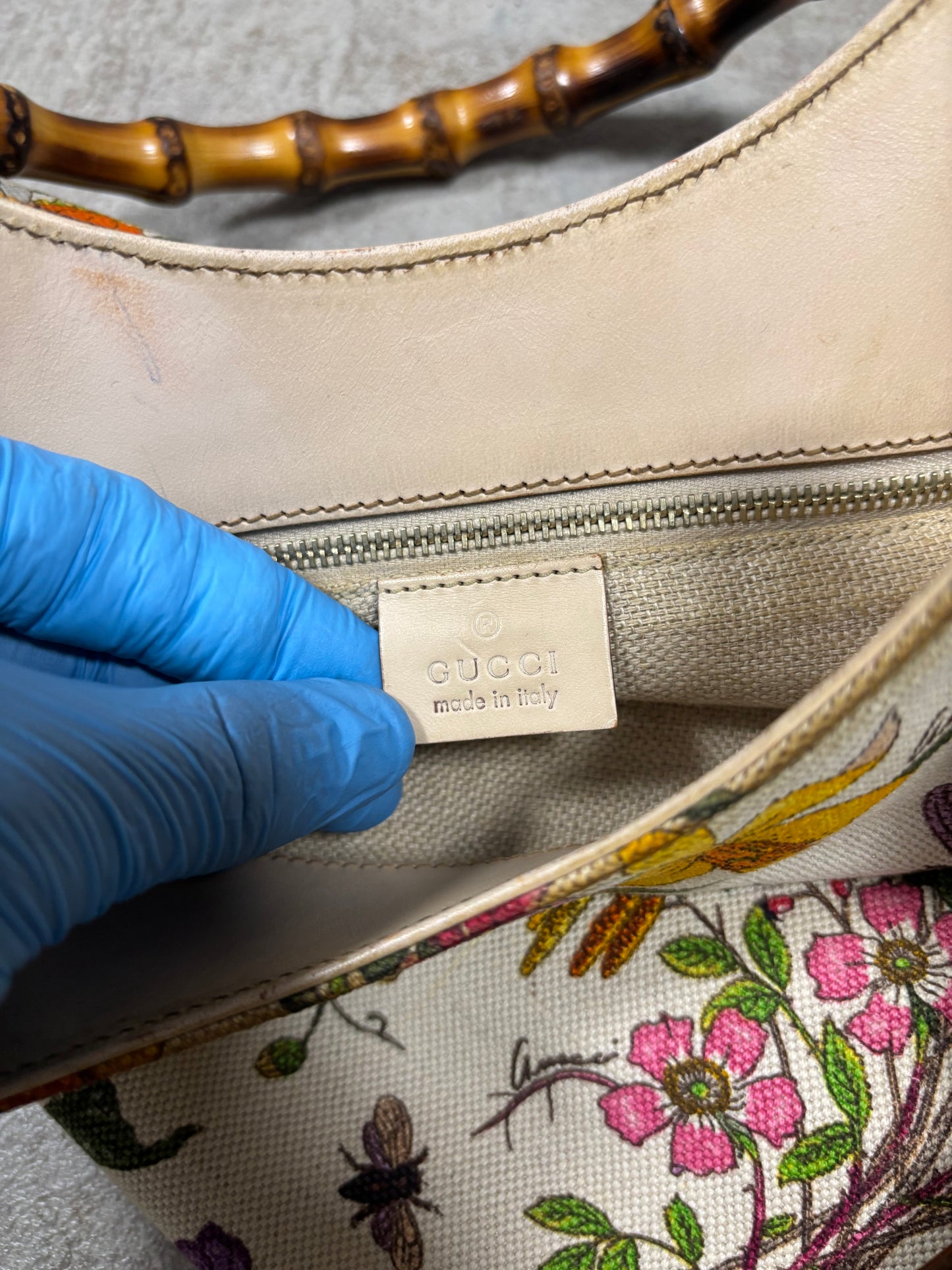 Bolso Lona Hombro ‘Bamboo Flora’ Gucci 00s Vintage