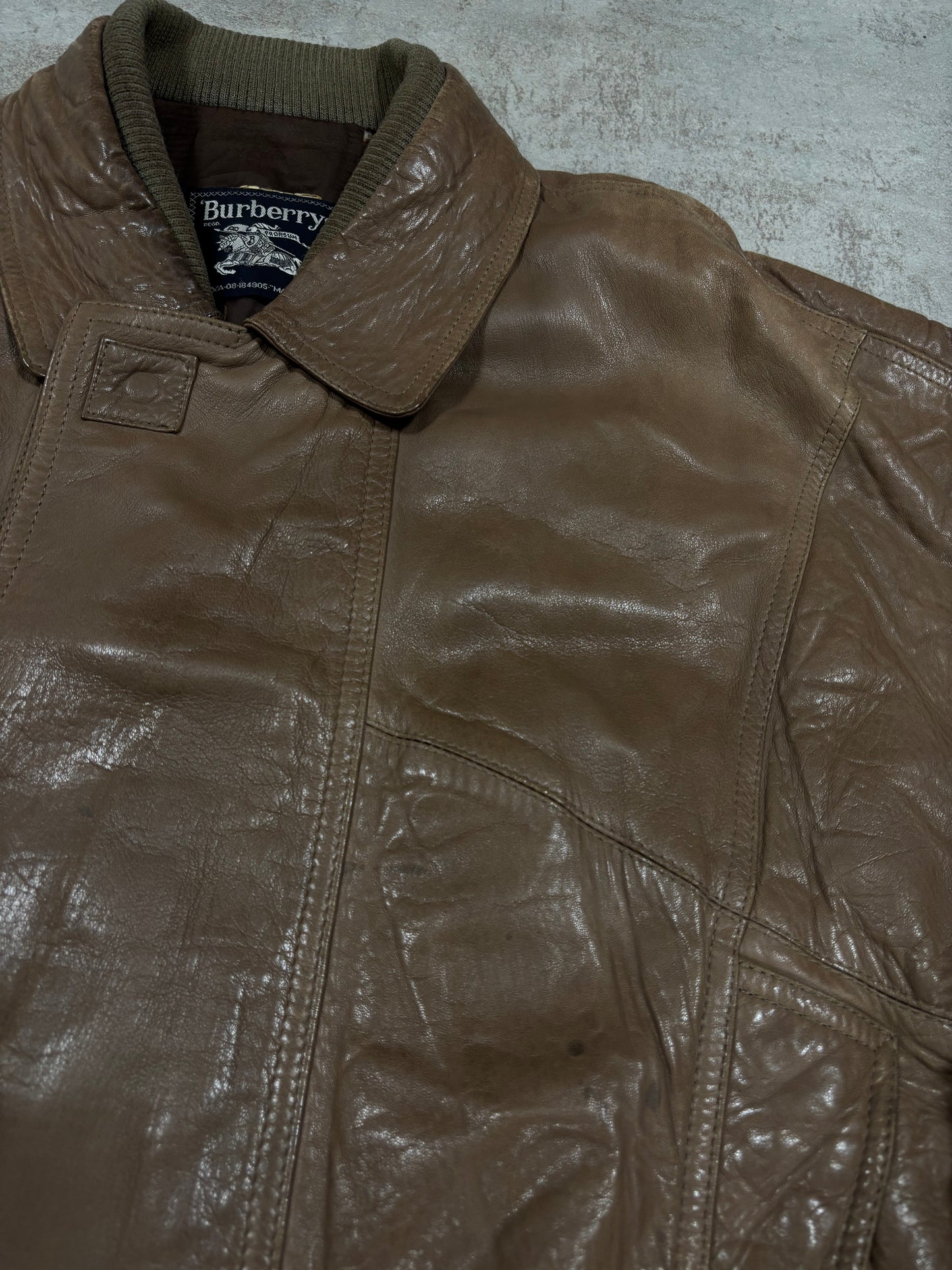Chaqueta Piel Burberry 90s Vintage - L