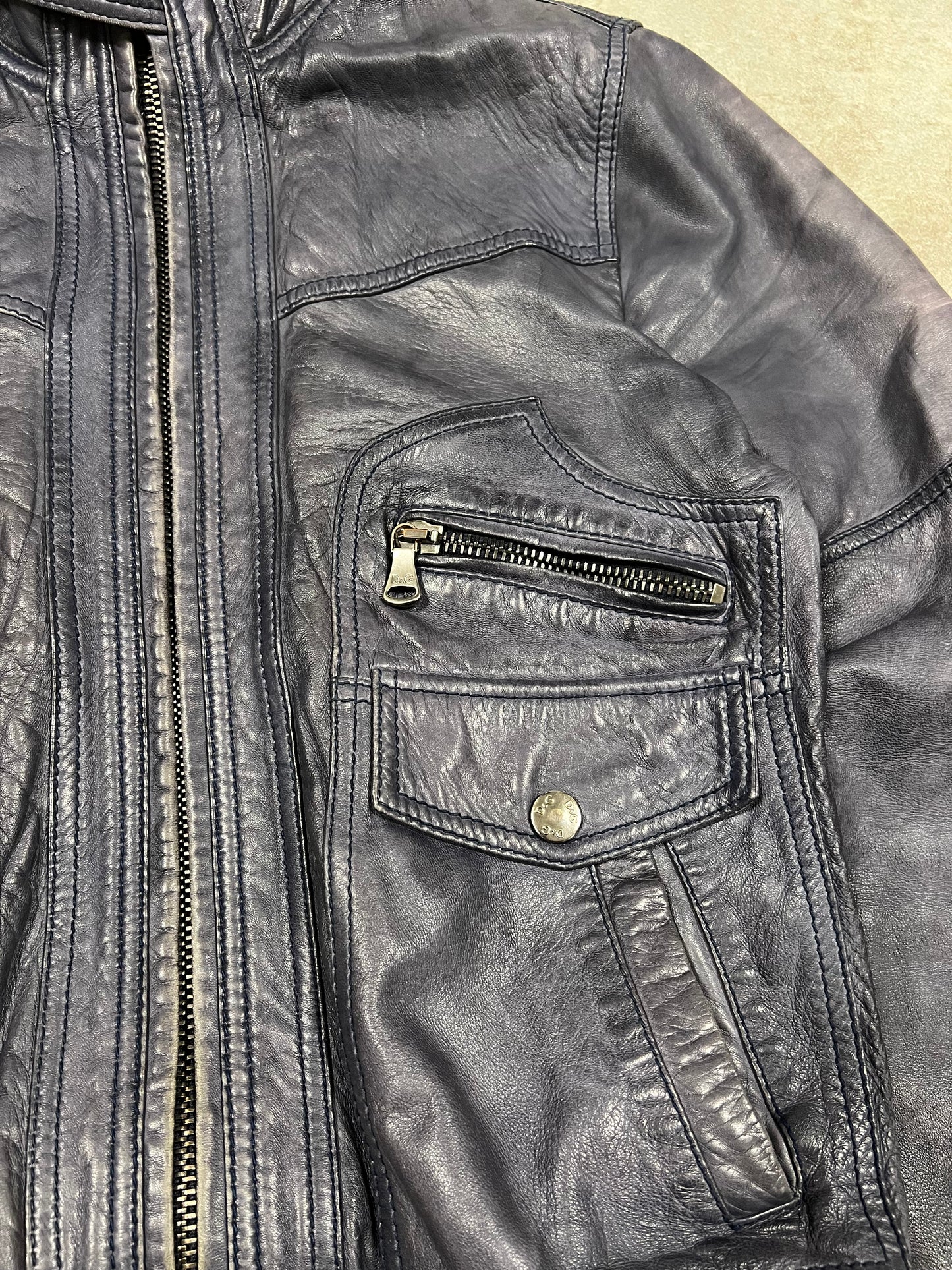 Chaqueta Cuero Ajustada Vintage Dolce & Gabbana 00’s - M