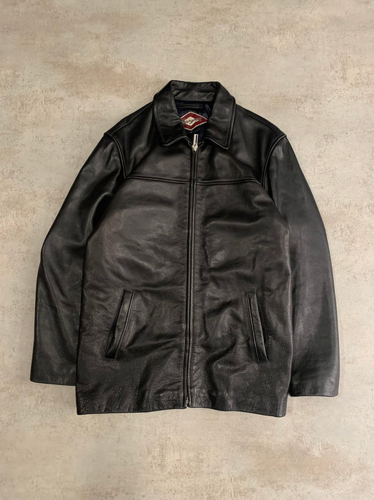Long Leather Jacket Chevignon 90s Vintage - L