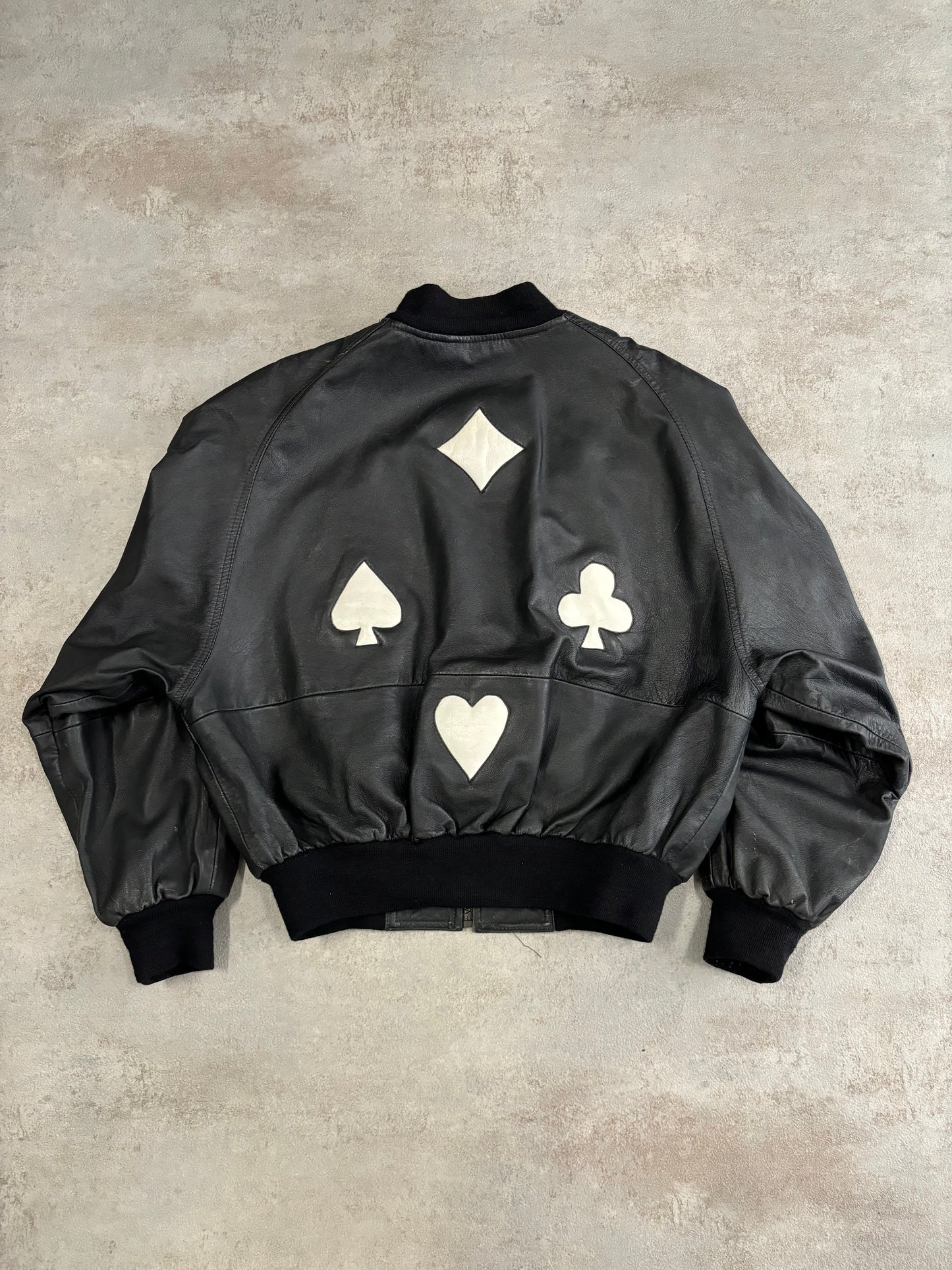 Chaqueta Cuero Símbolos Poker 90s Vintage - S