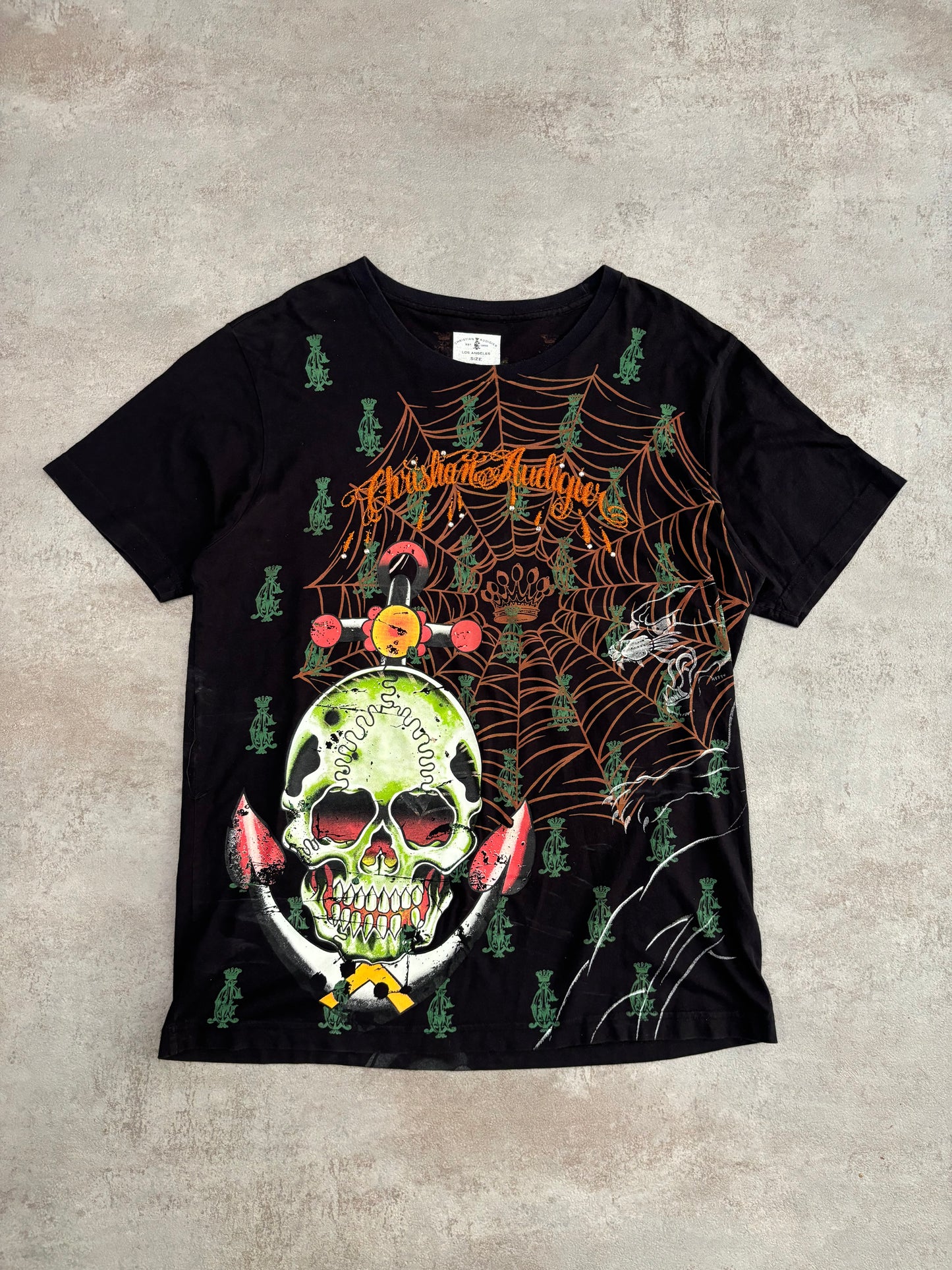 Camiseta ‘Full Print’ Christian Audigier 00s Vintage - M