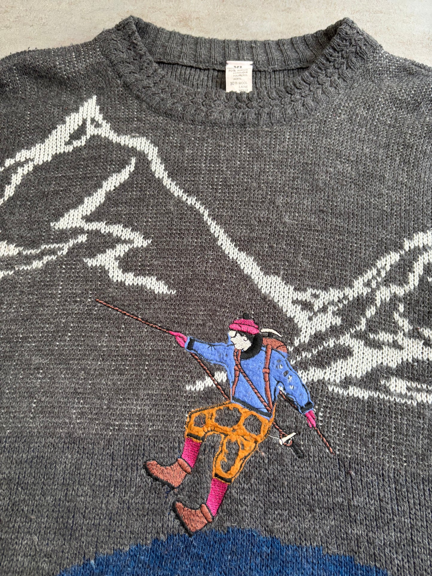 Jersey Lana Embroidered Made in Italy 00s Vintage - XL