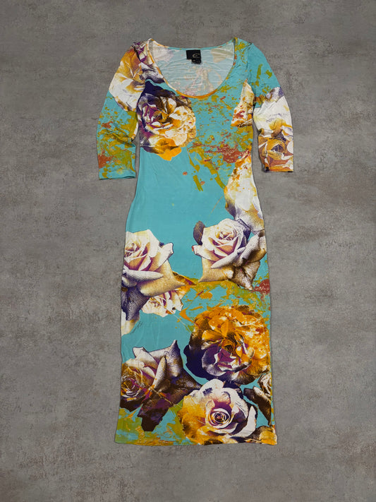 Vestido Largo Ajustado Elástico Just Cavalli 2004 Vintage - M